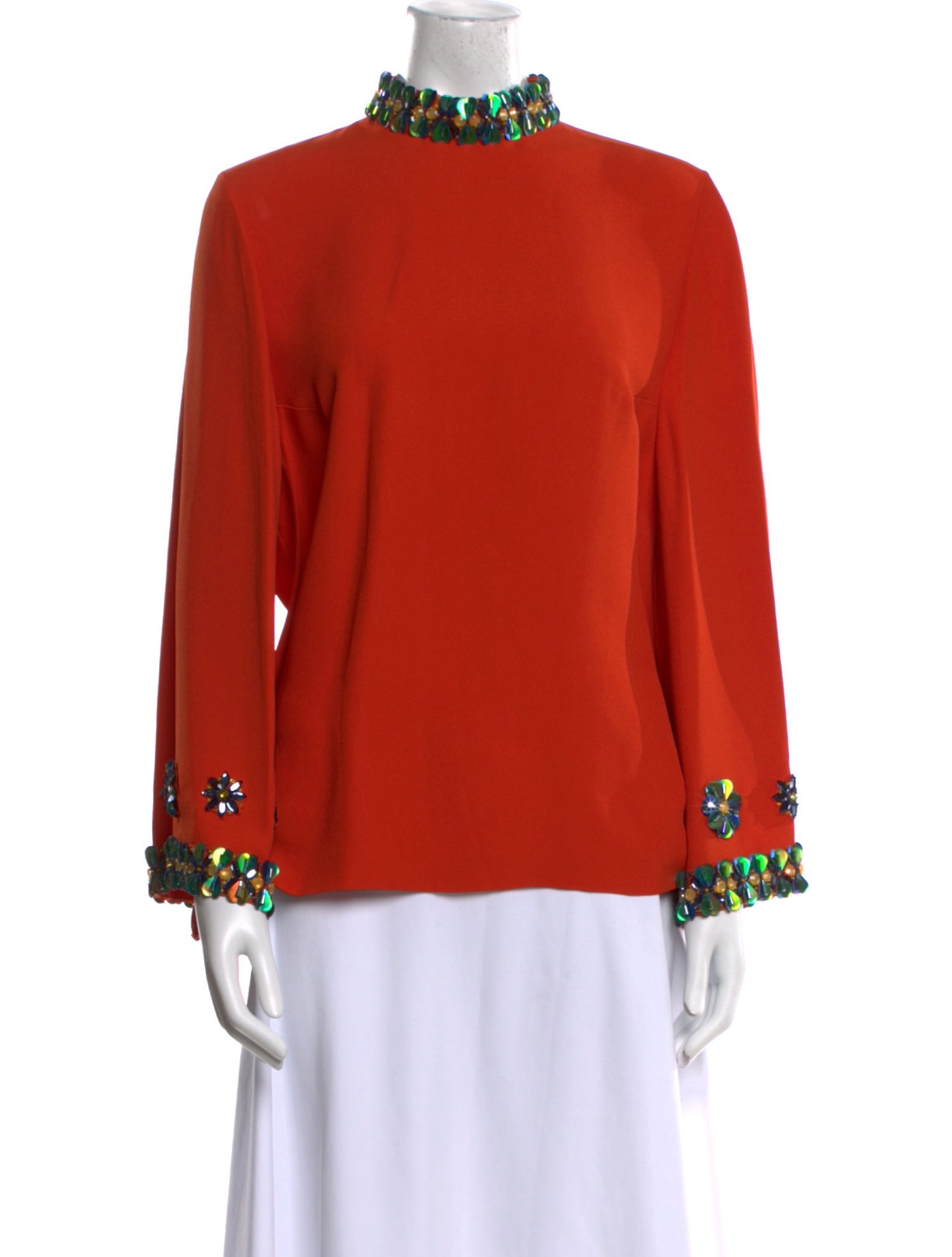 Andrew Gn Mock Neck Long Sleeve Blouse