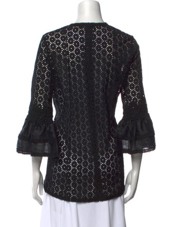 Andrew Gn Lace Pattern Crew Neck Blouse