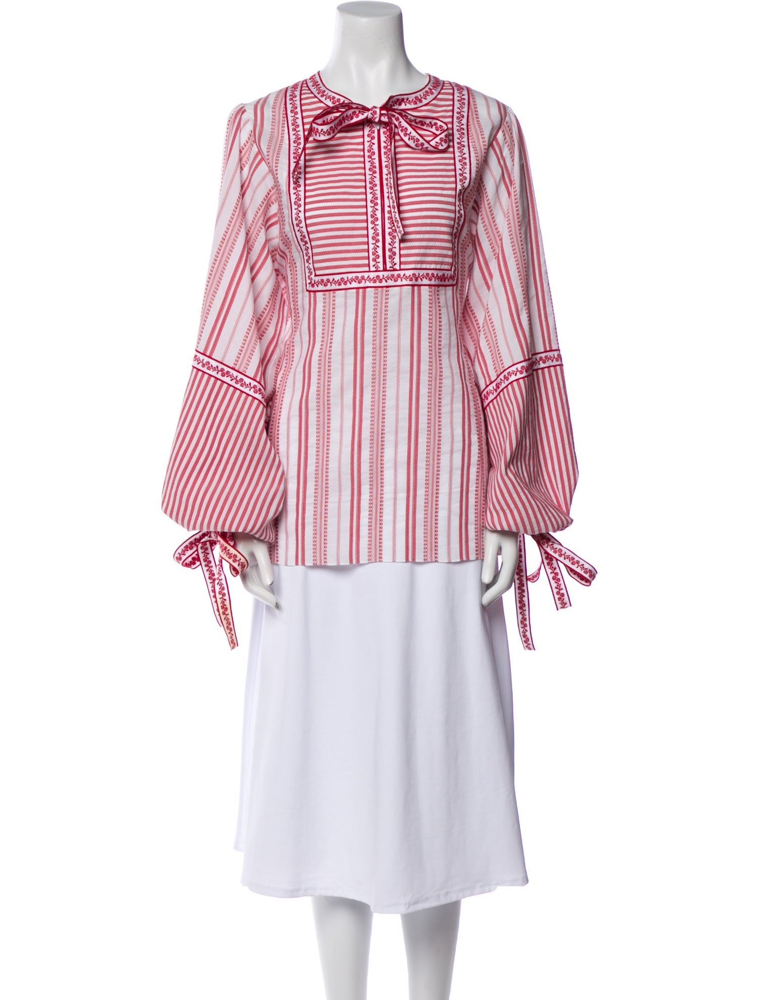 Andrew Gn Striped Mock Neck Blouse