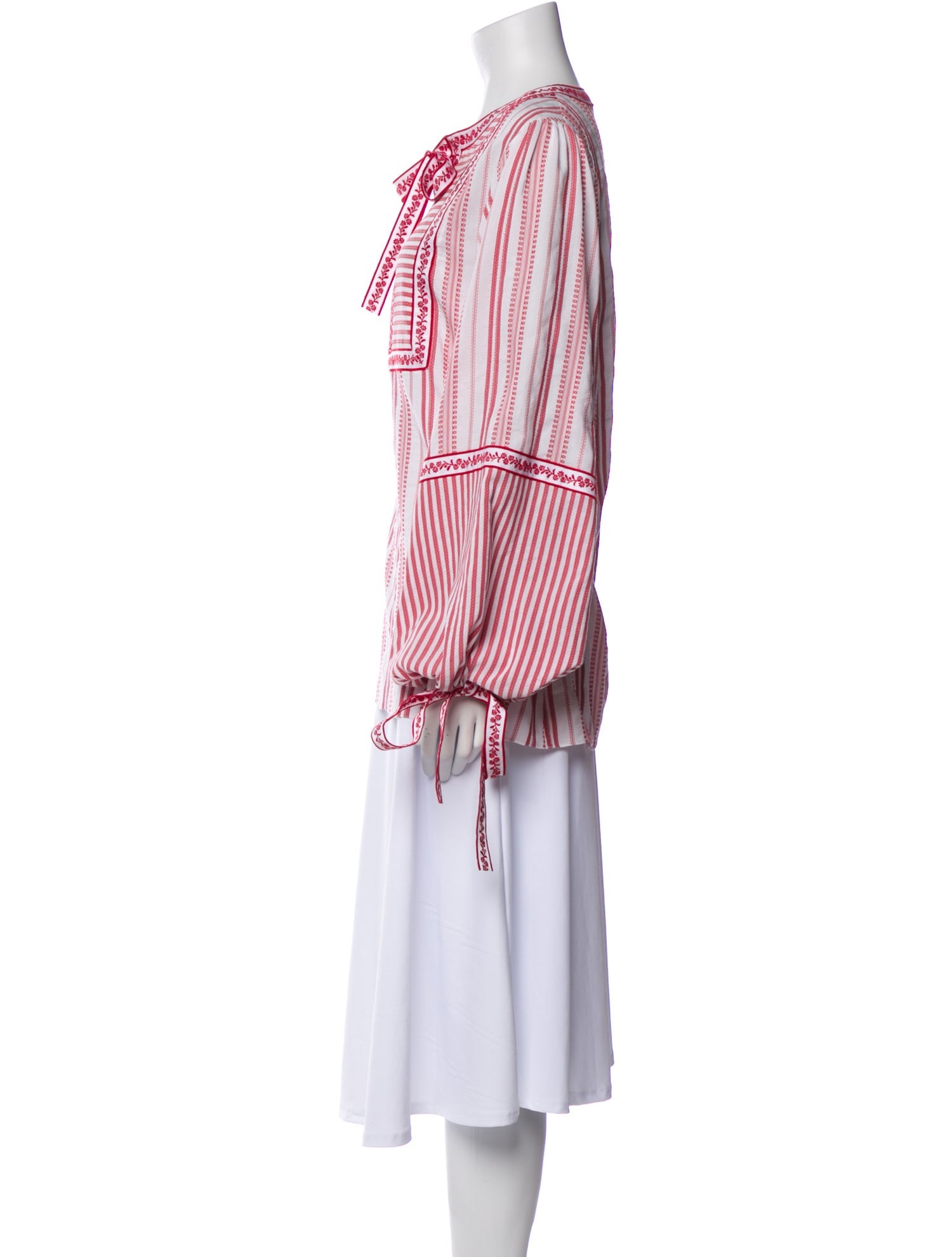 Andrew Gn Striped Mock Neck Blouse