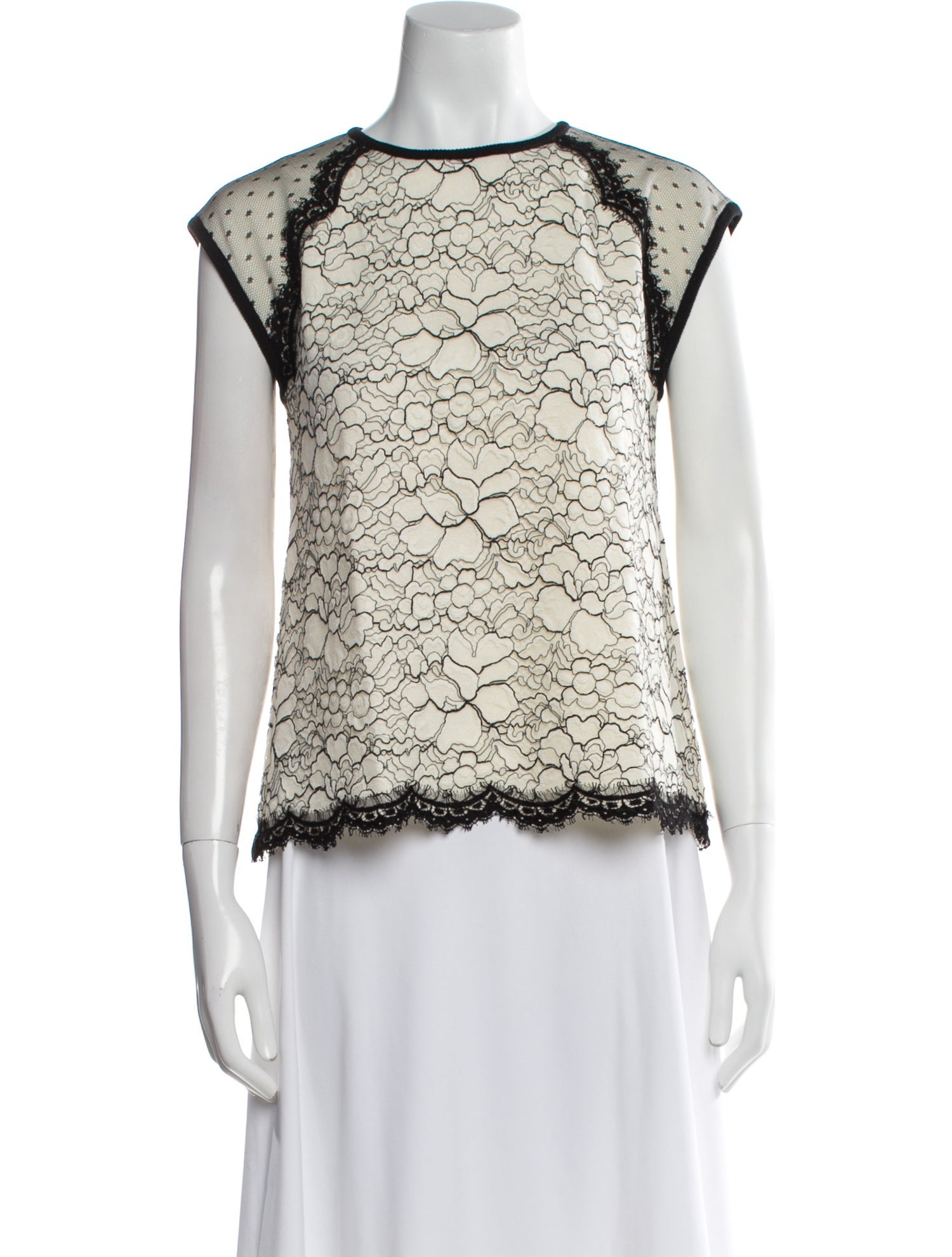 Andrew Gn Lace Pattern Crew Neck Top