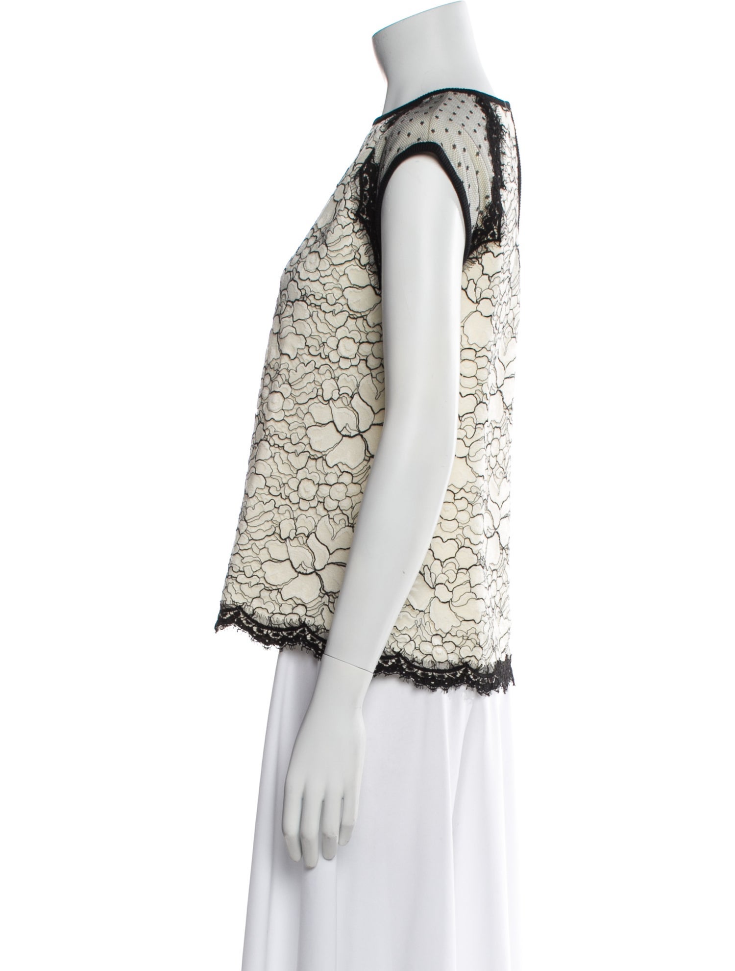 Andrew Gn Lace Pattern Crew Neck Top