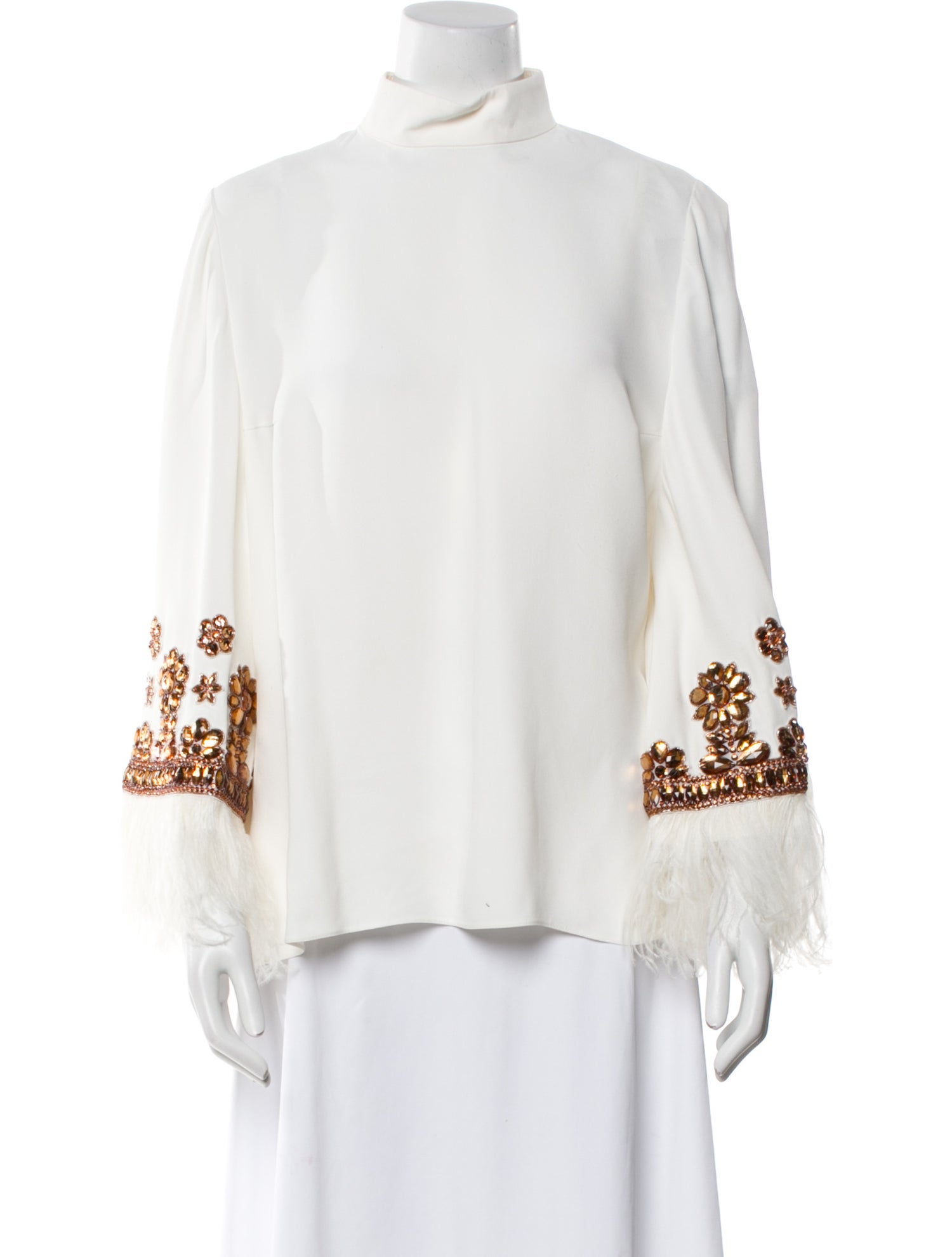 Andrew Gn Mock Neck Three-Quarter Sleeve Blouse