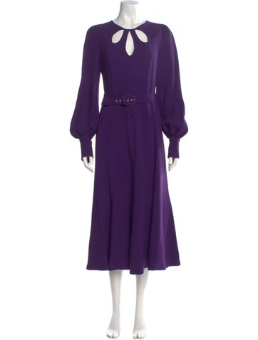 Pre-owned Andrew Gn Crew Neck Long Dress In Purple