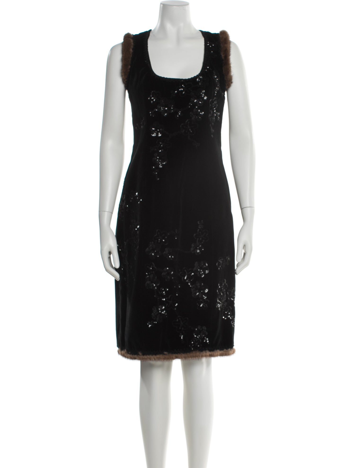 andrew gn black dress Andrew Gn Pearl-Trimmed Midi Dress