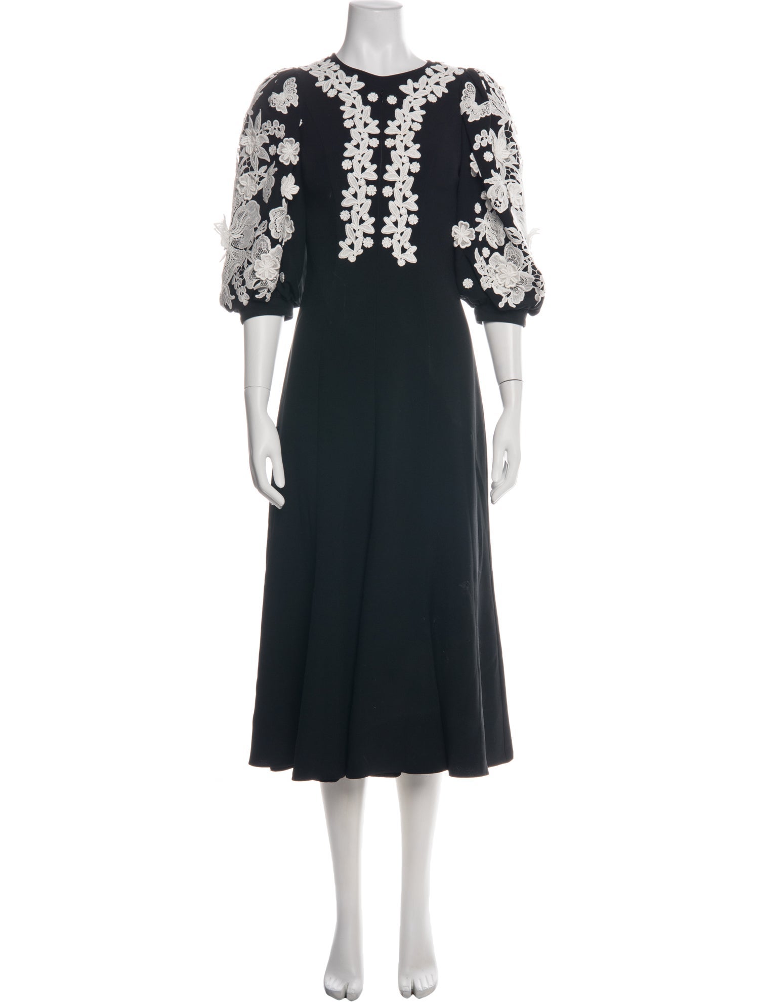 andrew gn black dress $2245 Andrew Gn Women's Black Round Neck Long Sleeve A-Line Dress Size FR46/US14