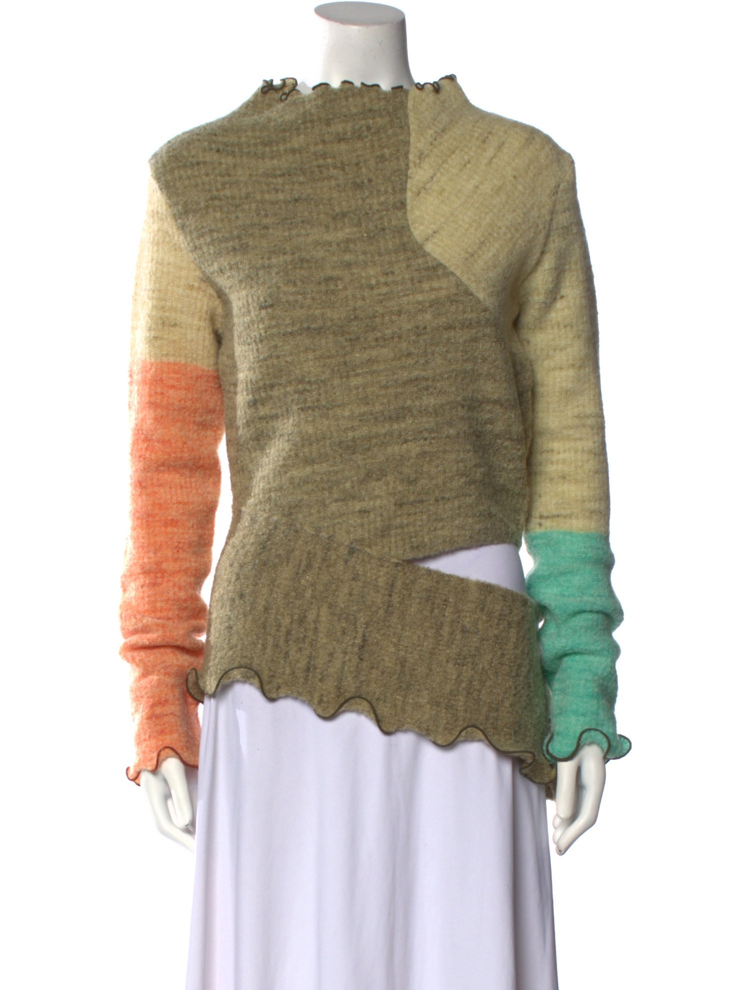 Andersson Bell Colorblock Pattern Mock Neck Sweater