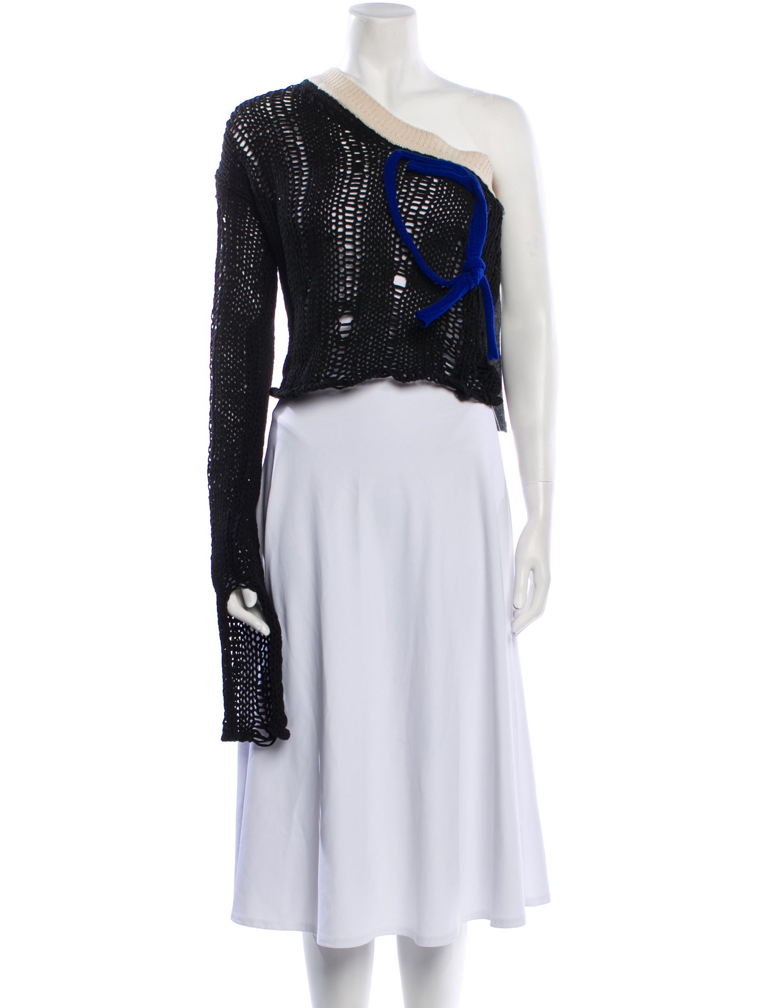 Andersson Bell Colorblock Pattern One-Shoulder Sweater