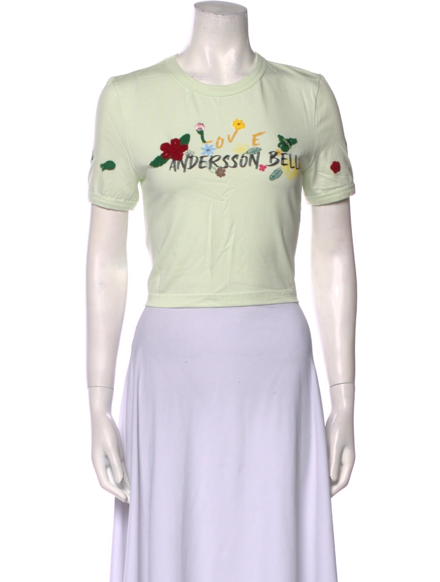 Andersson Bell Graphic Print Crew Neck Crop Top