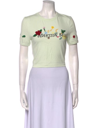 Andersson Bell Graphic Print Crew Neck Crop Top