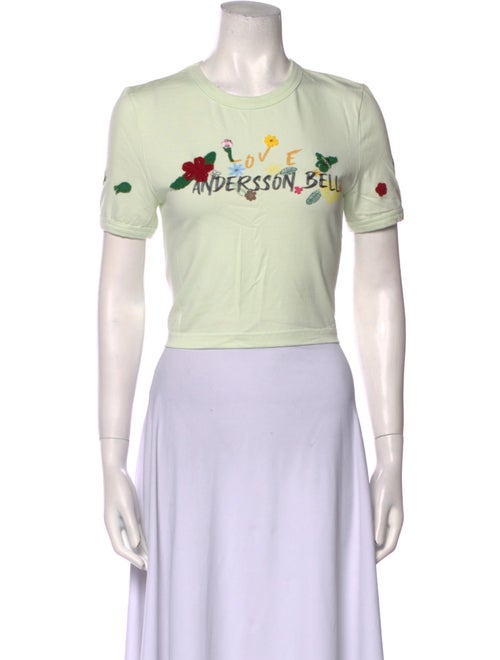 Andersson Bell Graphic Print Crew Neck Crop Top