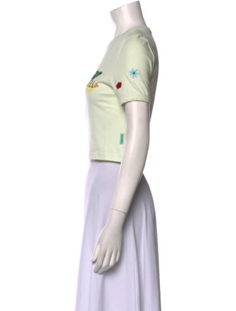 Andersson Bell Graphic Print Crew Neck Crop Top