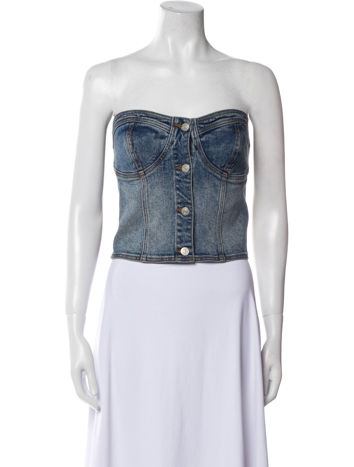 Andersson Bell Printed Strapless Crop Top