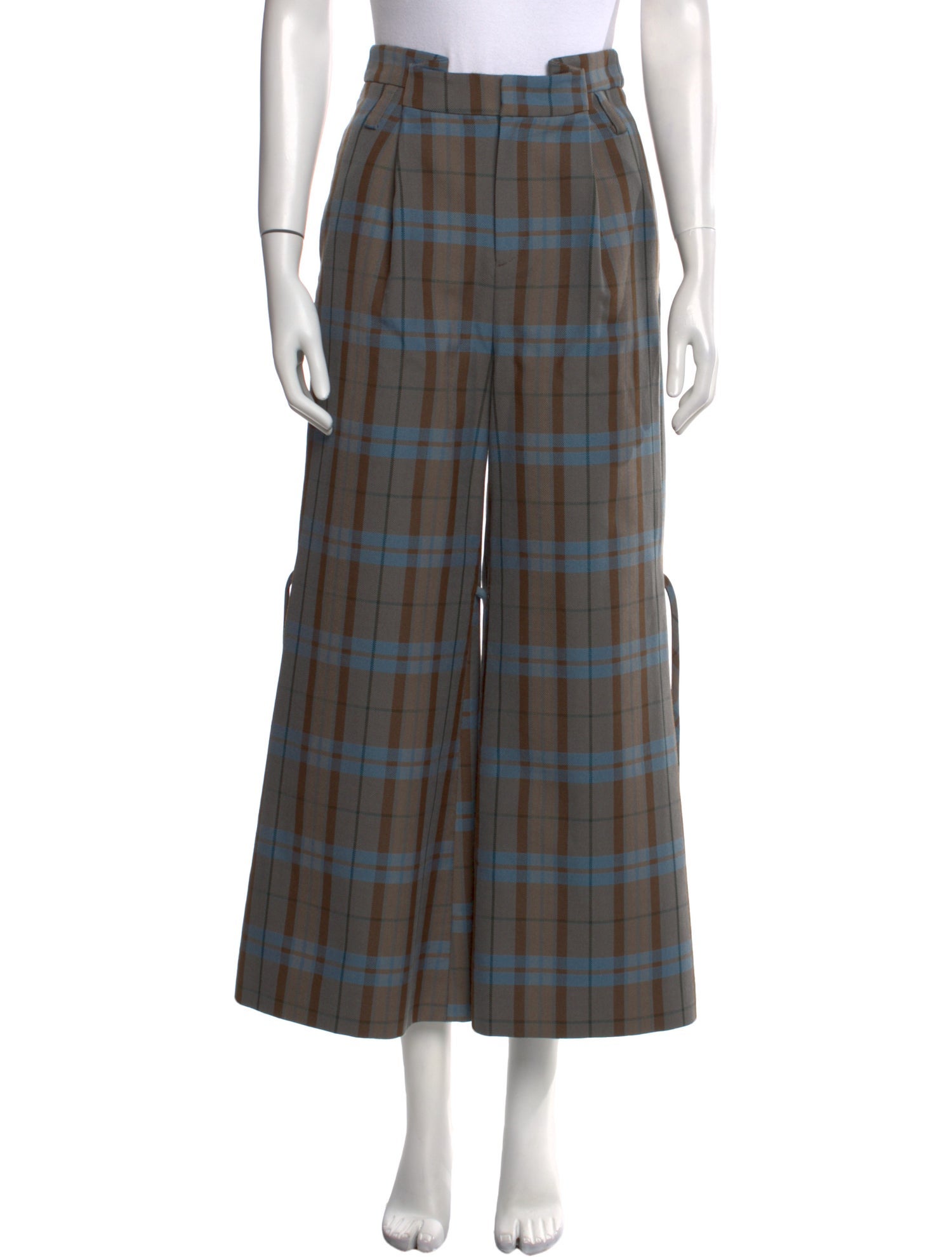 Andersson Bell Plaid Print Wide Leg Pants