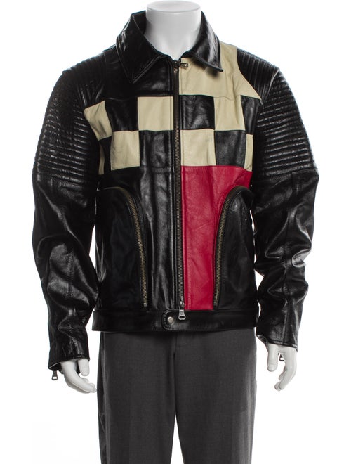 Andersson Bell Checkerboard Patchwork Biker Leather Moto Jacket