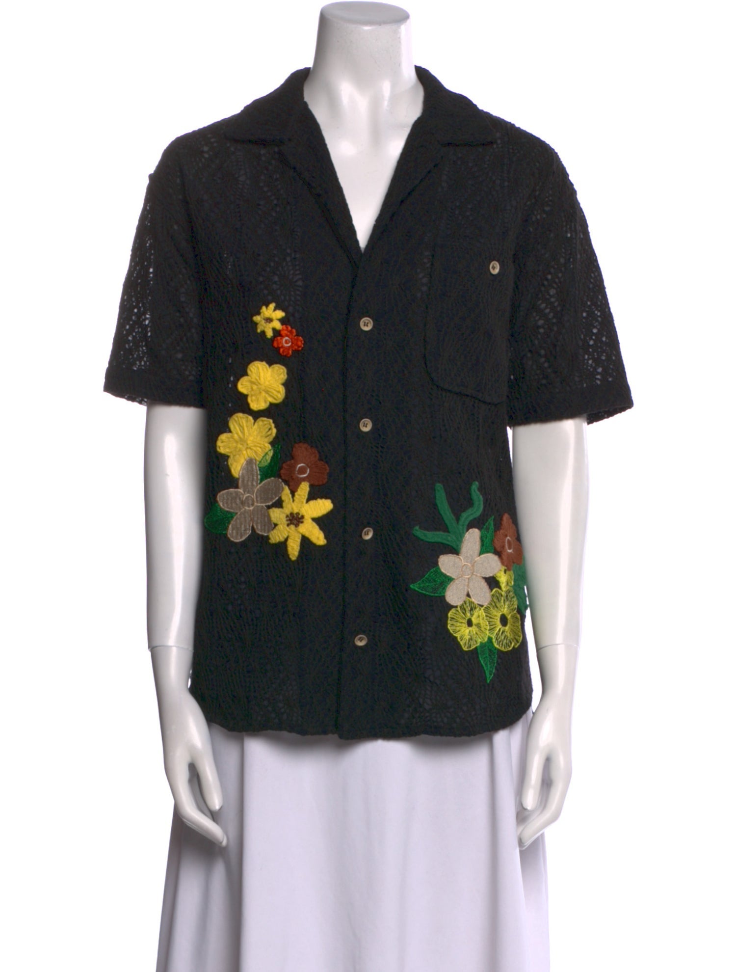 Andersson Bell Floral Print Short Sleeve Button-Up Top