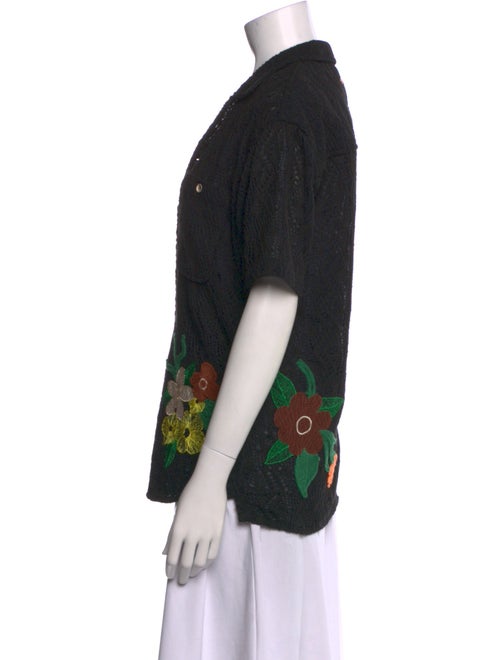 Andersson Bell Floral Print Short Sleeve Button-Up Top