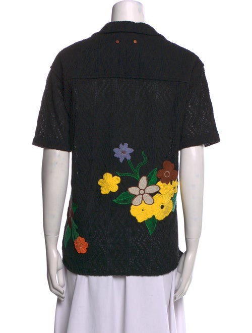 Andersson Bell Floral Print Short Sleeve Button-Up Top