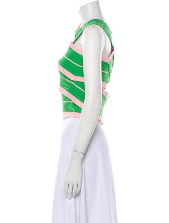 Andersson Bell Striped V-Neck Crop Top