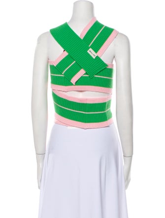 Andersson Bell Striped V-Neck Crop Top