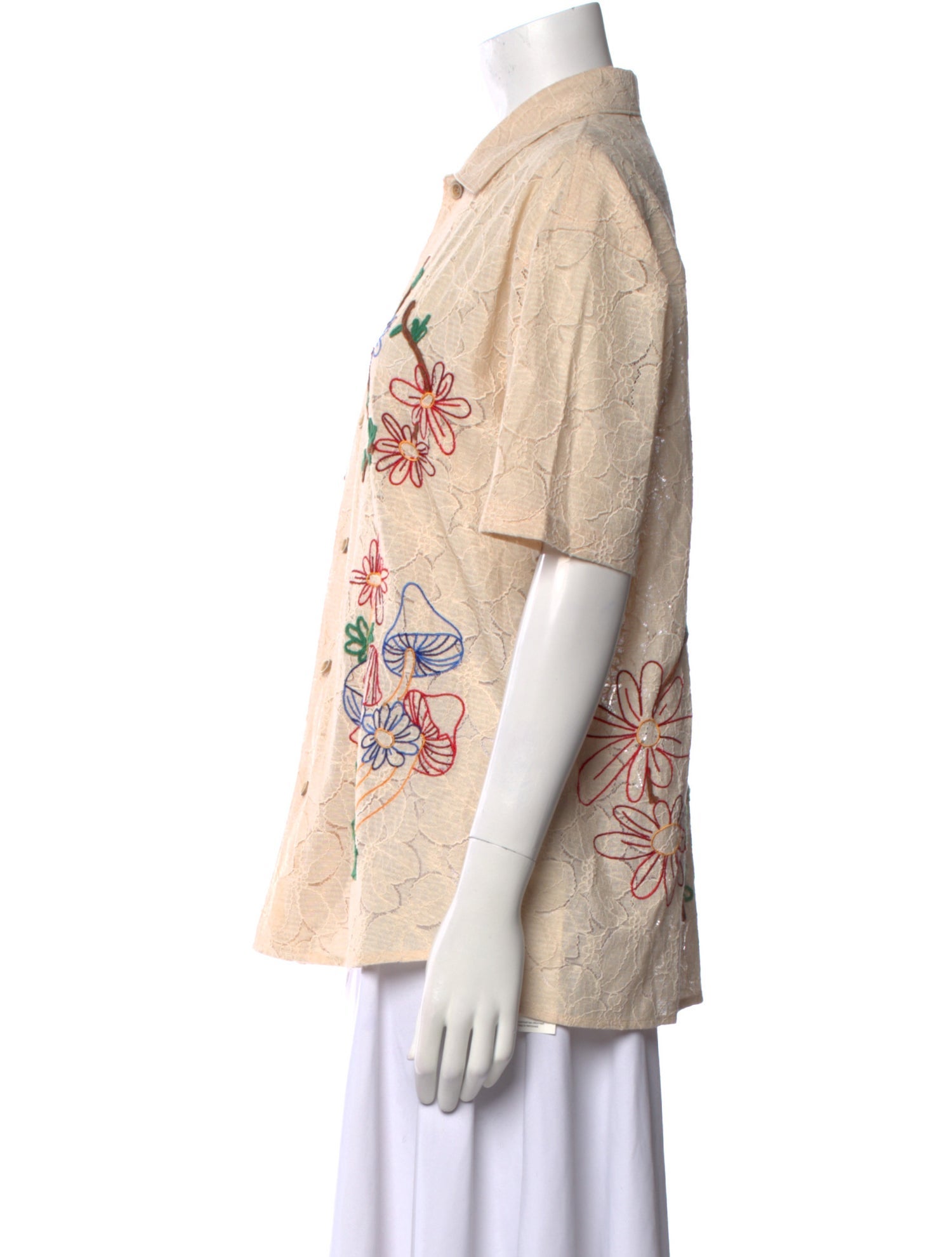 Andersson Bell Floral Print Short Sleeve Button-Up Top