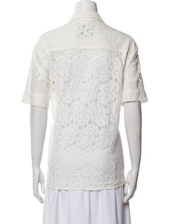 Andersson Bell Lace Pattern Short Sleeve Button-Up Top