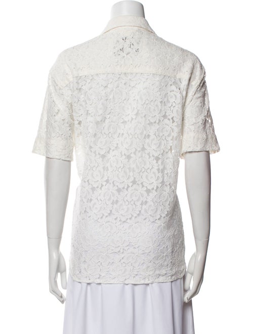 Andersson Bell Lace Pattern Short Sleeve Button-Up Top