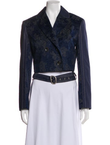 Pre-owned Andersson Bell Floral Print Denim Jacket W/ Tags In Blue