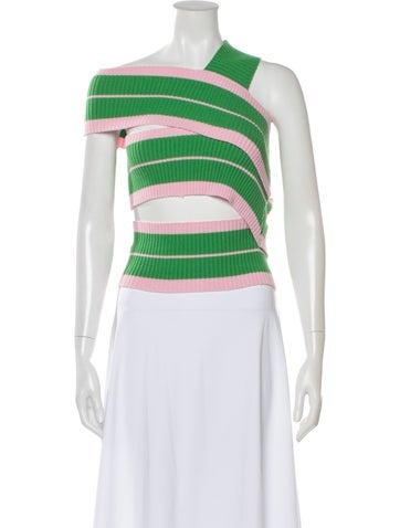 Pre-owned Andersson Bell Striped Asymmetrical Crop Top In Multi