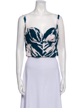 Andres Otalora Printed Square Neckline Crop Top