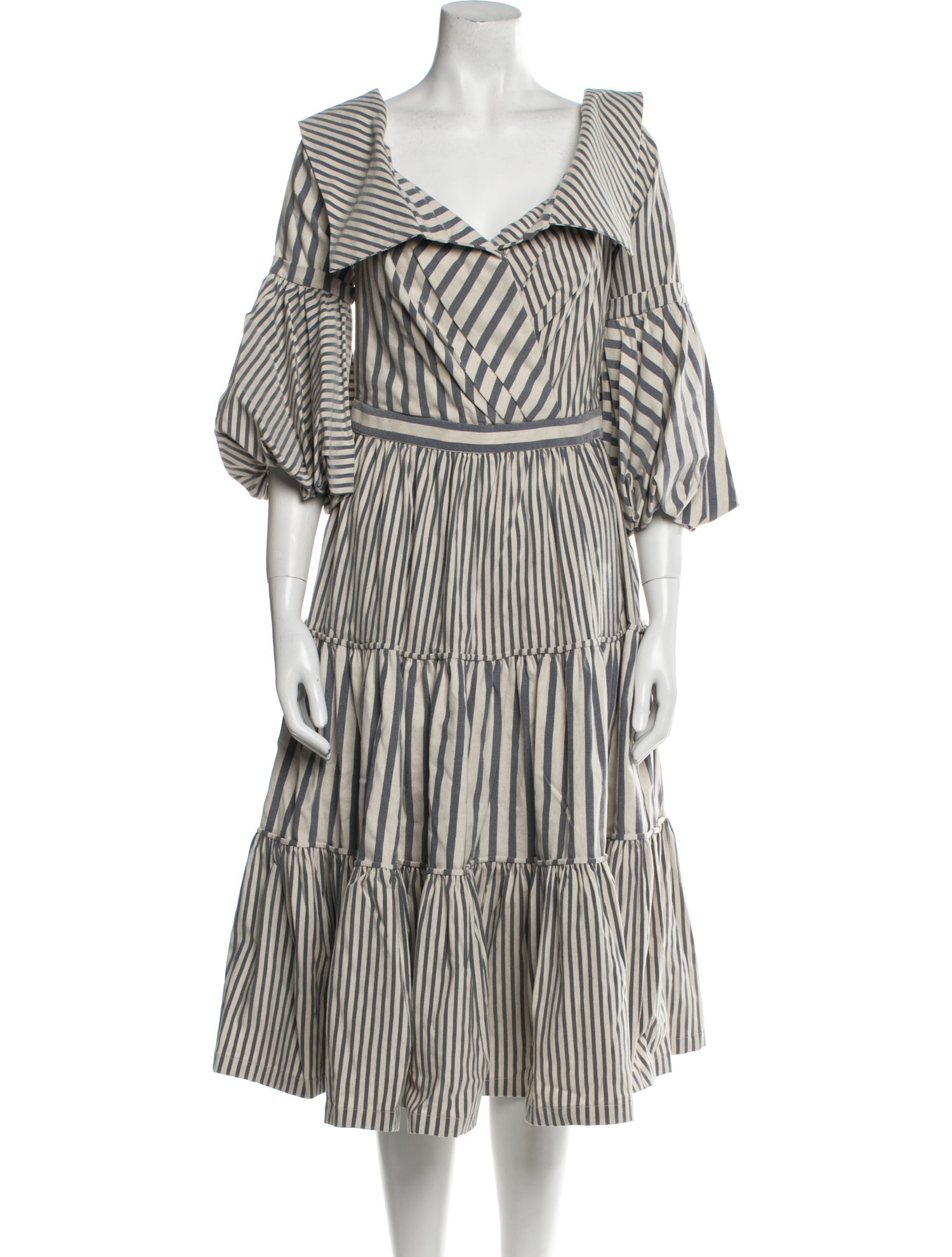 Andres Otalora Striped Midi Length Dress