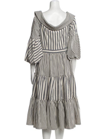 Andres Otalora Striped Midi Length Dress