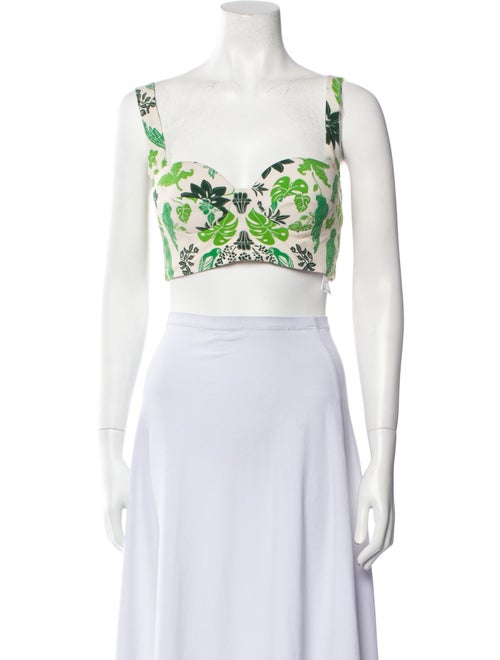 Andres Otalora Printed Square Neckline Crop Top