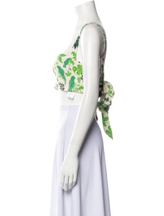 Andres Otalora Printed Square Neckline Crop Top