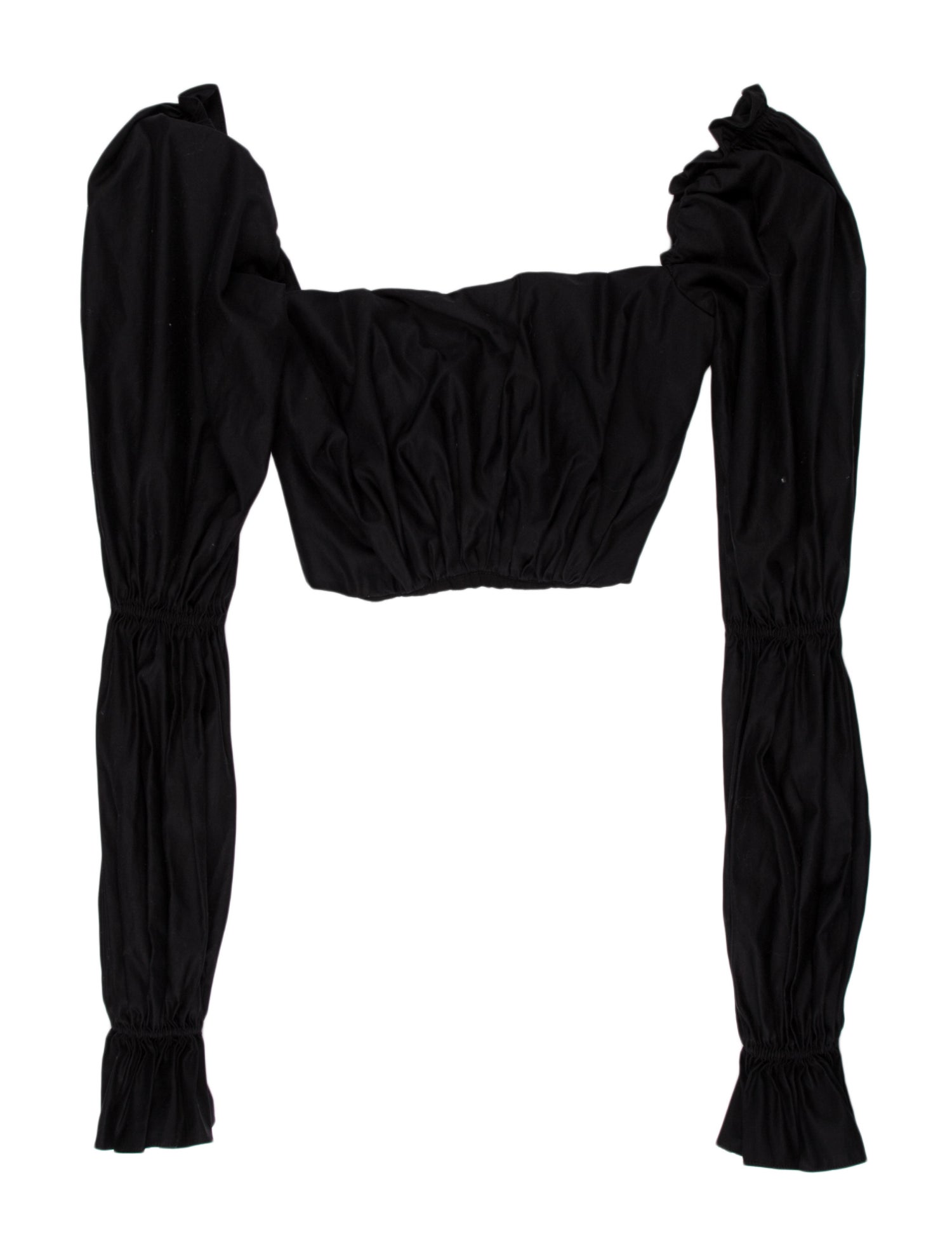 Andres Otalora Square Neckline Long Sleeve Crop Top