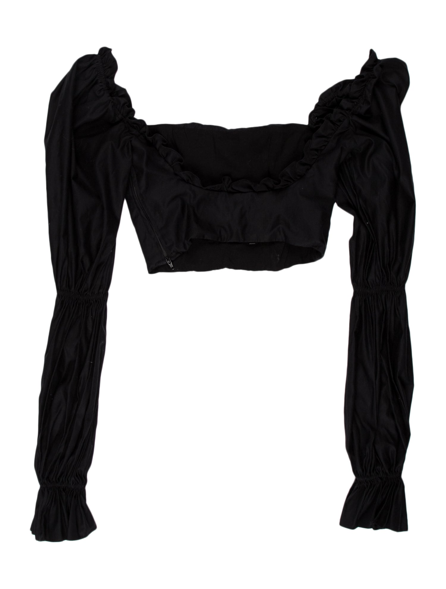 Andres Otalora Square Neckline Long Sleeve Crop Top