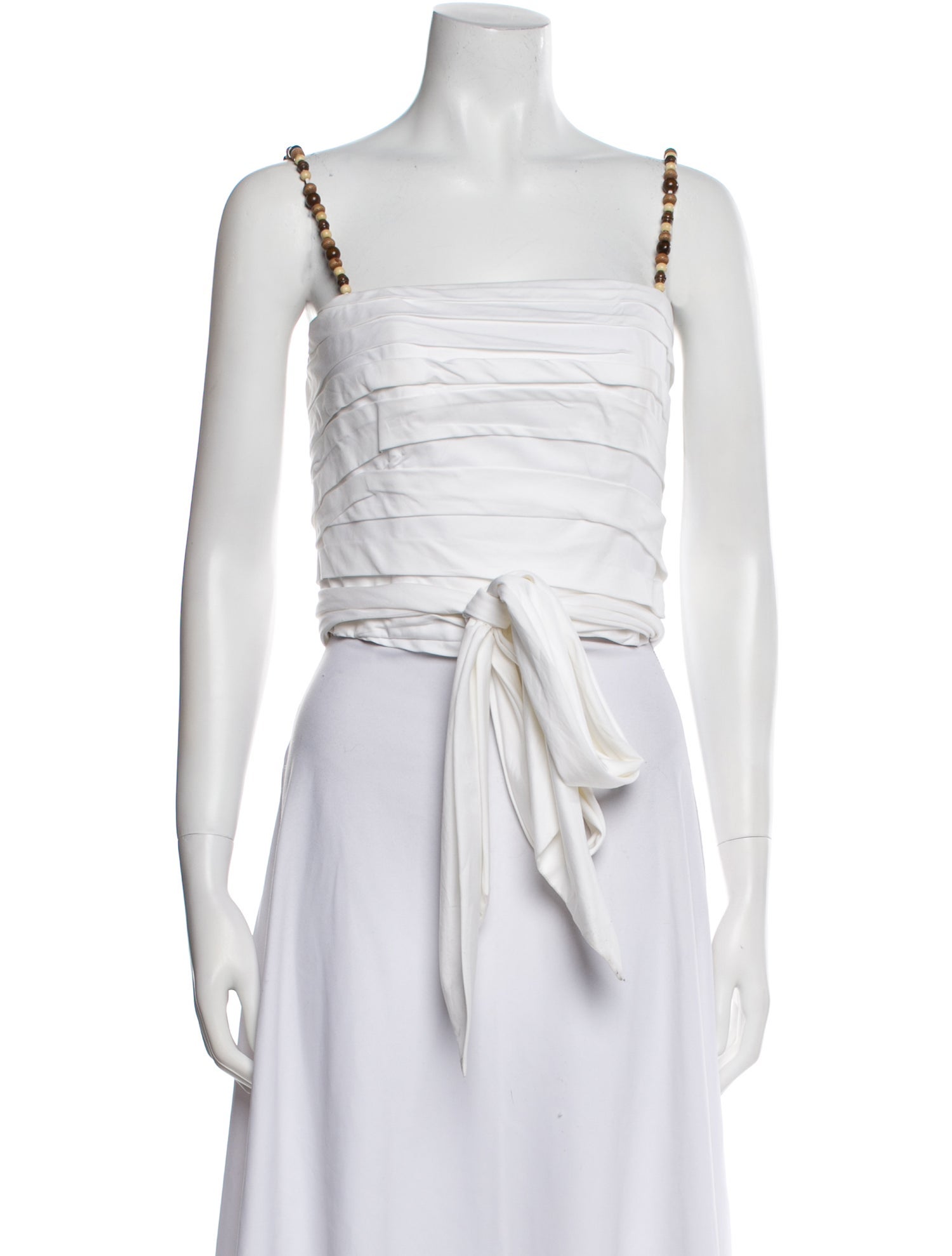 Andres Otalora Square Neckline Sleeveless Crop Top