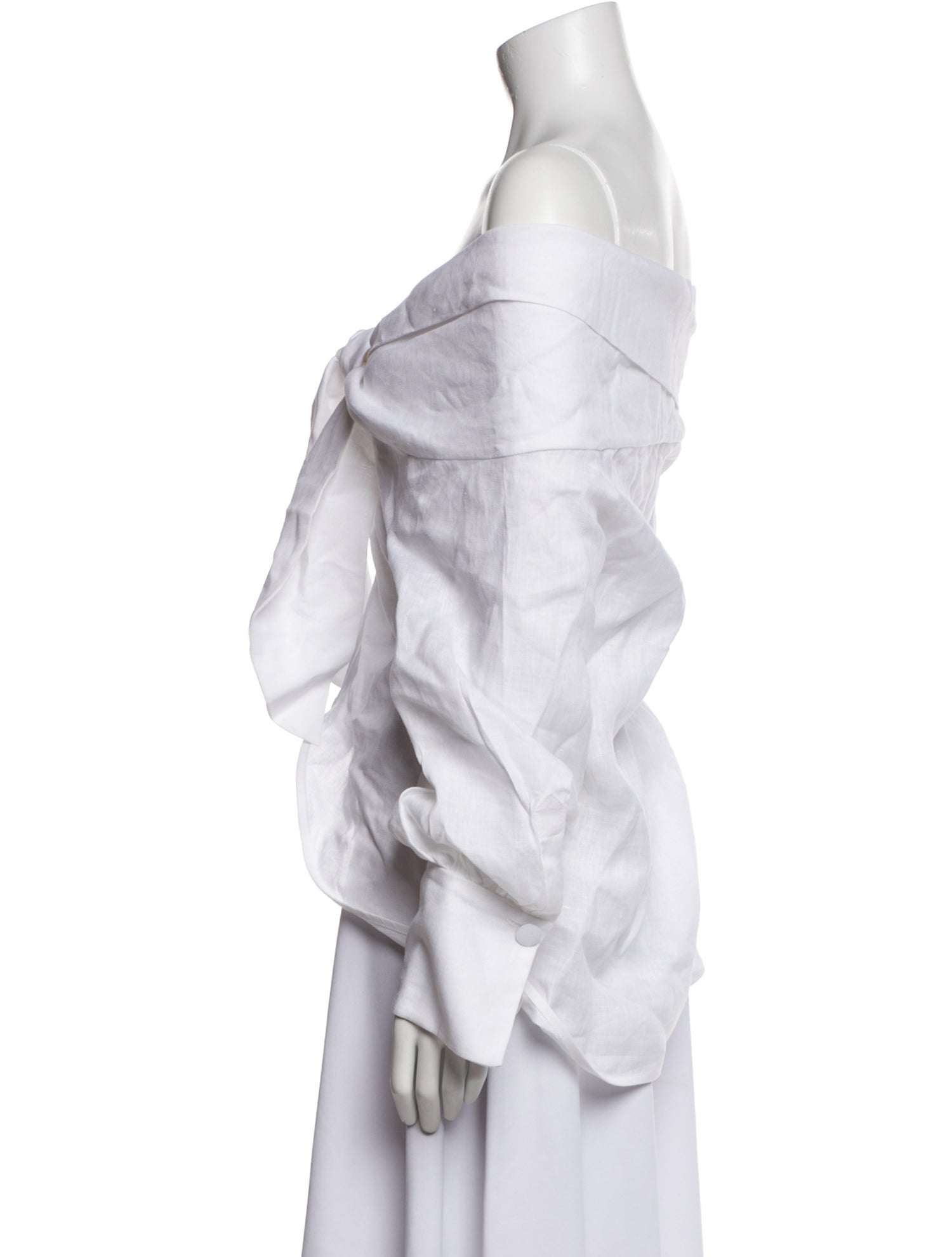 Andres Otalora Linen Off-The-Shoulder Crop Top