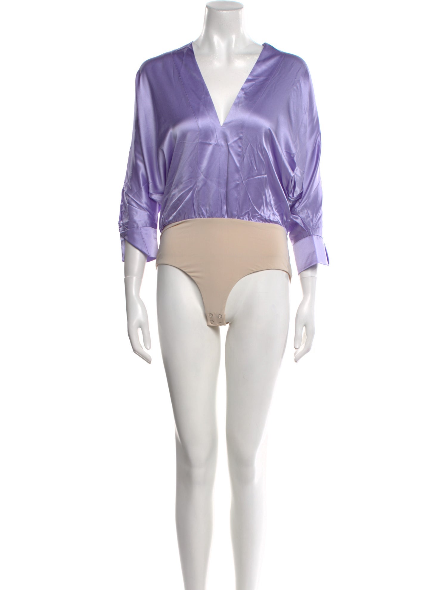 Andres Otalora Silk V-Neck Bodysuit w/ Tags