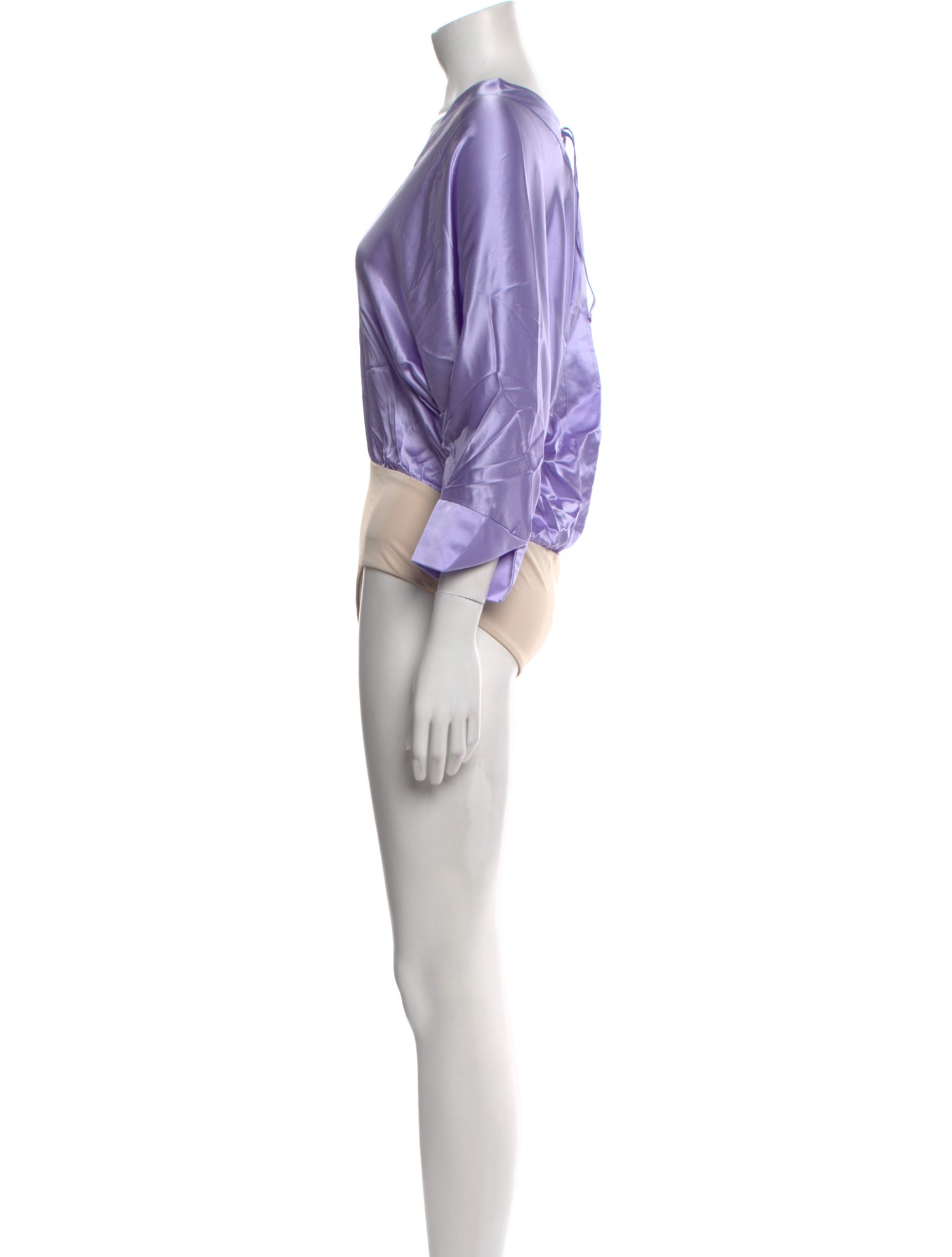 Andres Otalora Silk V-Neck Bodysuit w/ Tags