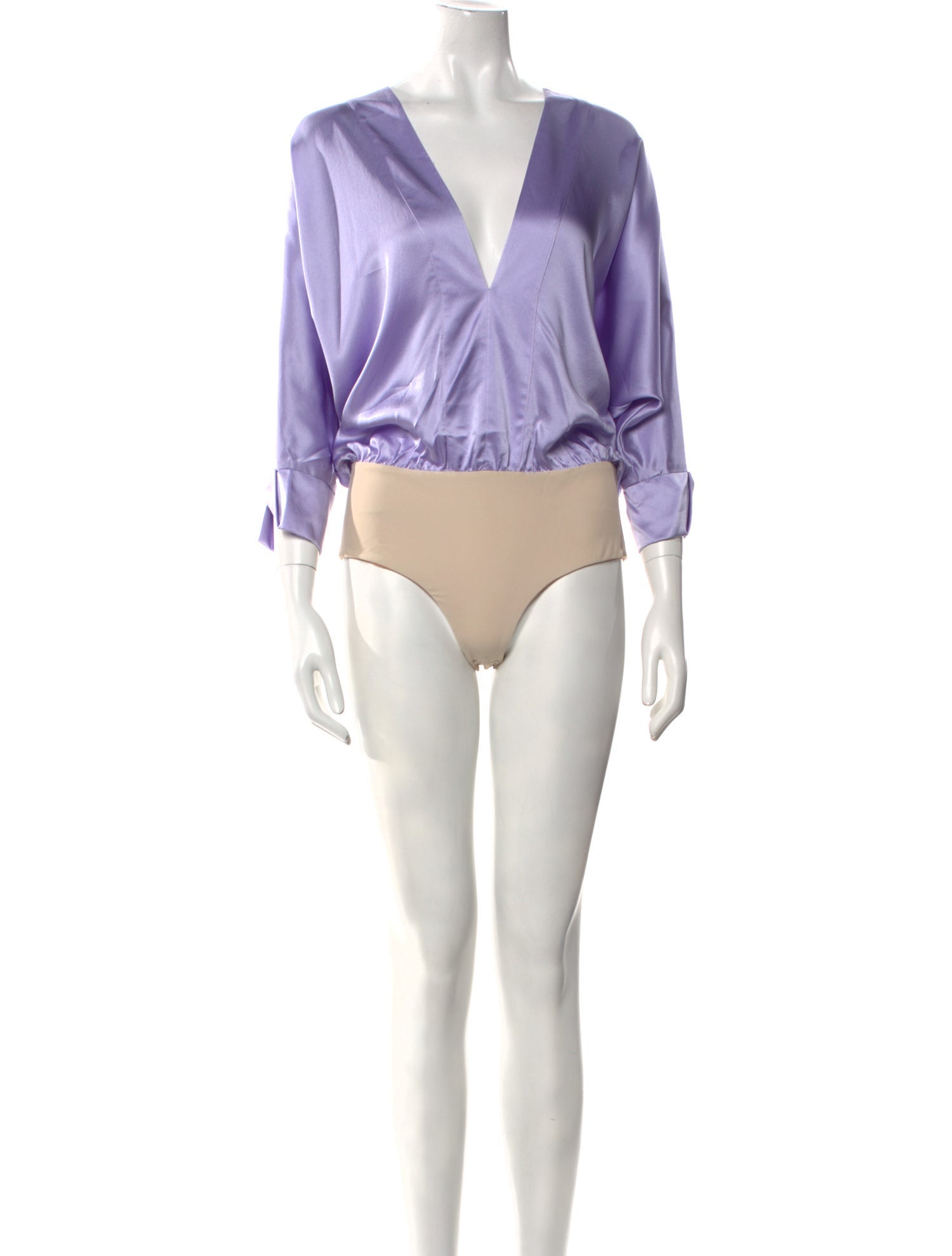 Andres Otalora Silk V-Neck Bodysuit w/ Tags