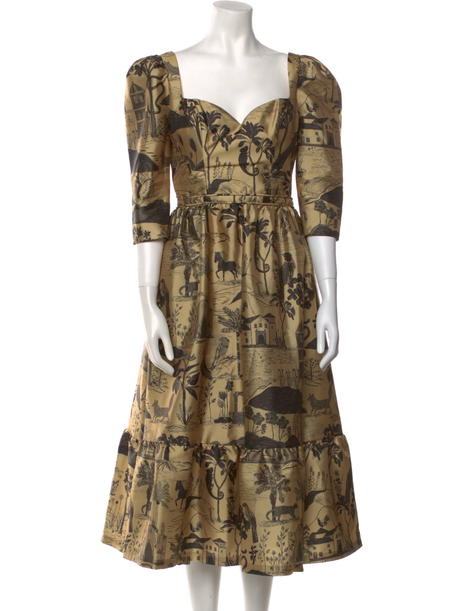 Andres Otalora Printed Midi Length Dress