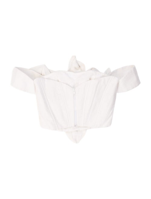 Andres Otalora Linen Strapless Crop Top