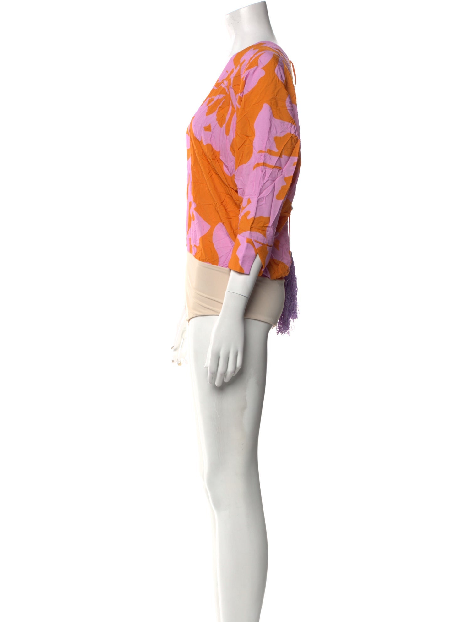 Andres Otalora Printed V-Neck Bodysuit w/ Tags