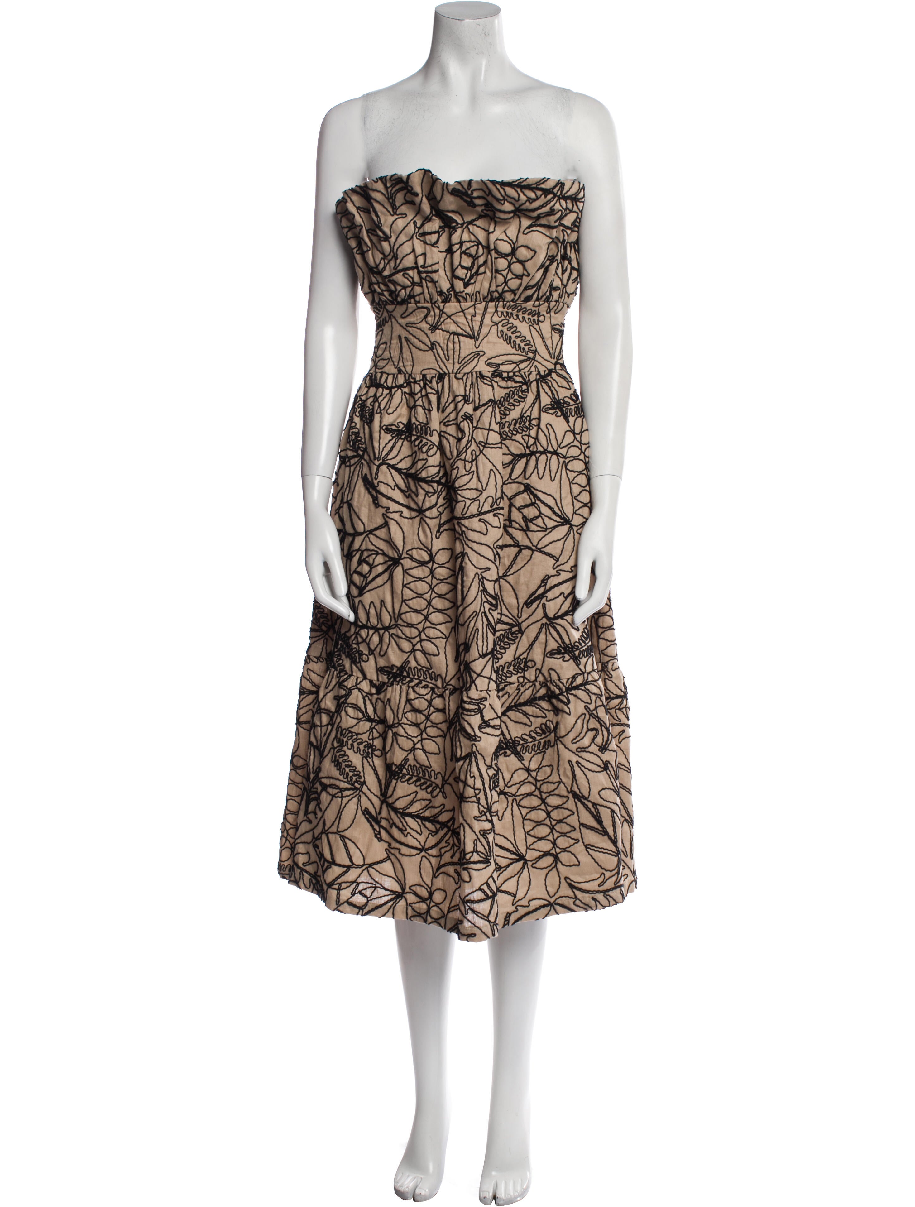 Andres Otalora Linen Knee-Length Dress