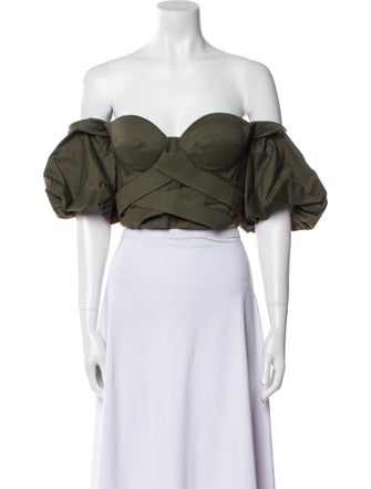 Andres Otalora Off-The-Shoulder Short Sleeve Crop Top