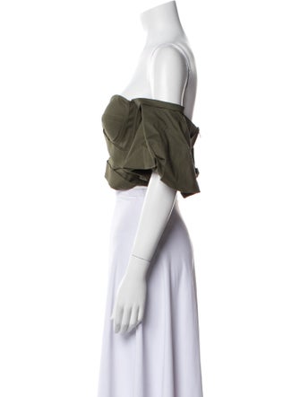 Andres Otalora Off-The-Shoulder Short Sleeve Crop Top