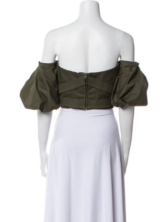 Andres Otalora Off-The-Shoulder Short Sleeve Crop Top