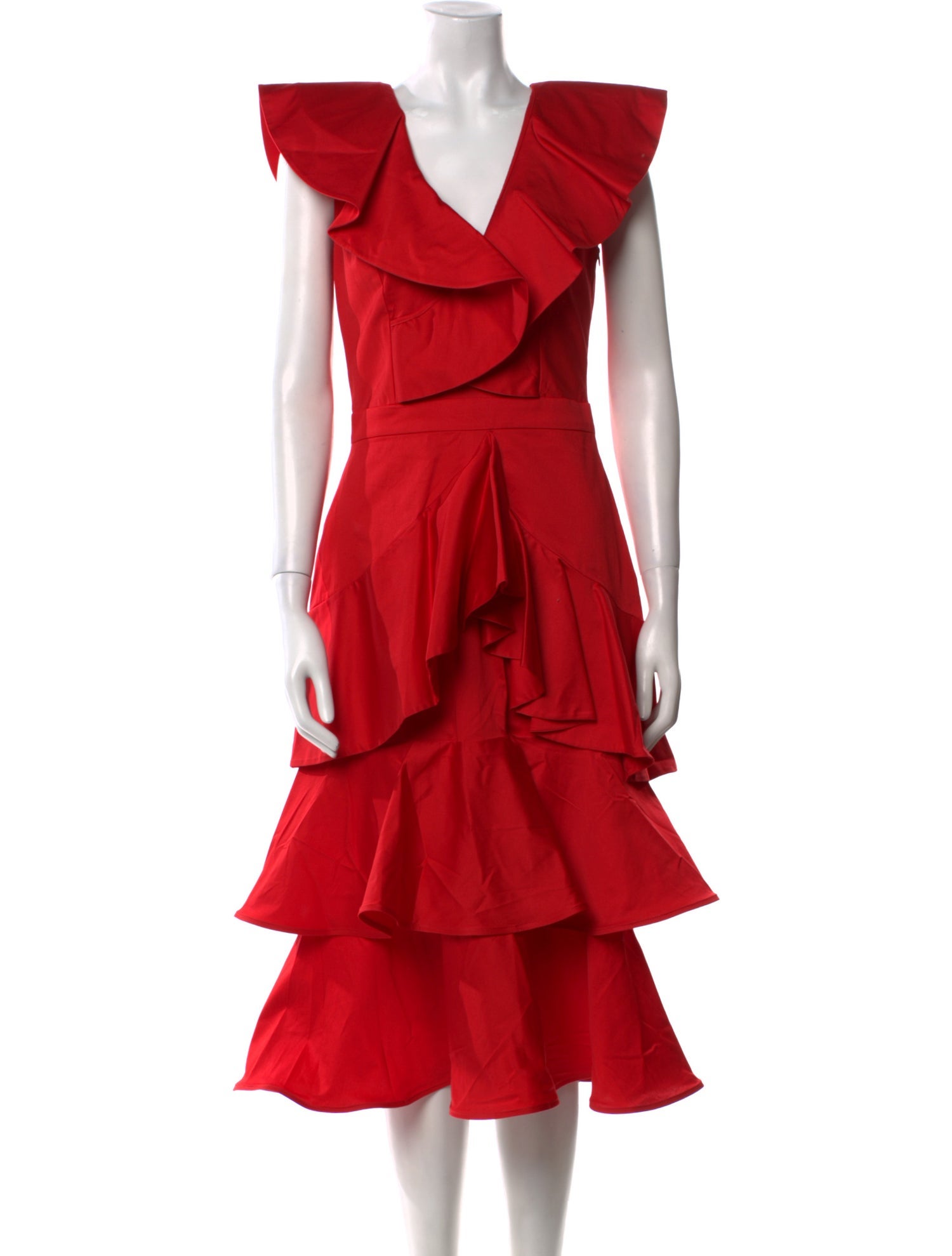 Andres Otalora V-Neck Midi Length Dress