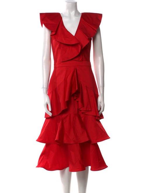 Andres Otalora V-Neck Midi Length Dress